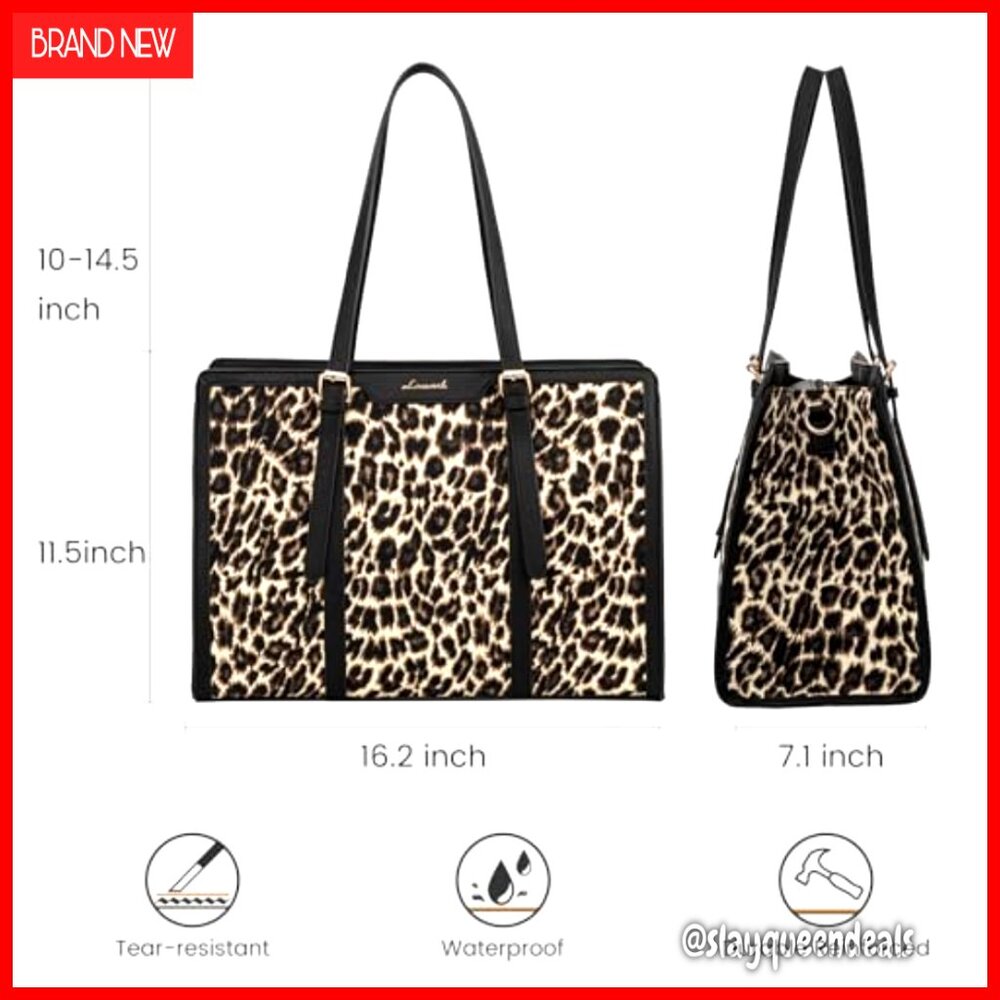 15.6 Inch Laptop Tote Bag, Lightweight Canvas with Clutch, Large Capacity Work - Picture 4 of 6